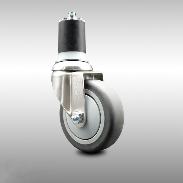 4 Inch 316SS Thermoplastic Rubber Wheel Swivel 1-3/4 Inch Expanding Stem Caster